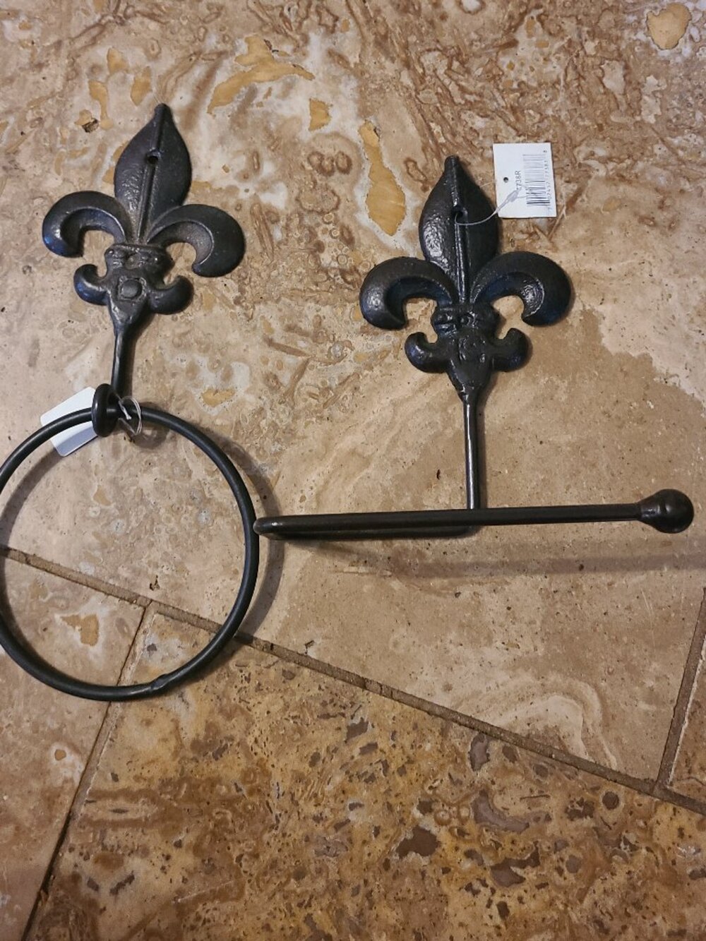 Fleur de Lis Iron Toilet Paper Holder & Towel Holder Ring New Orleans Decor
